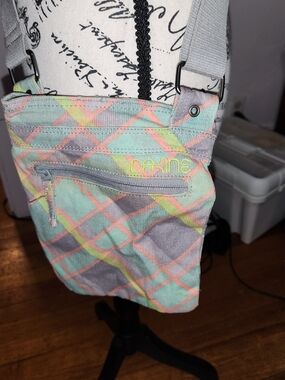 Dakine Pastel Plaid Crossbody Bag - Mint & Pink